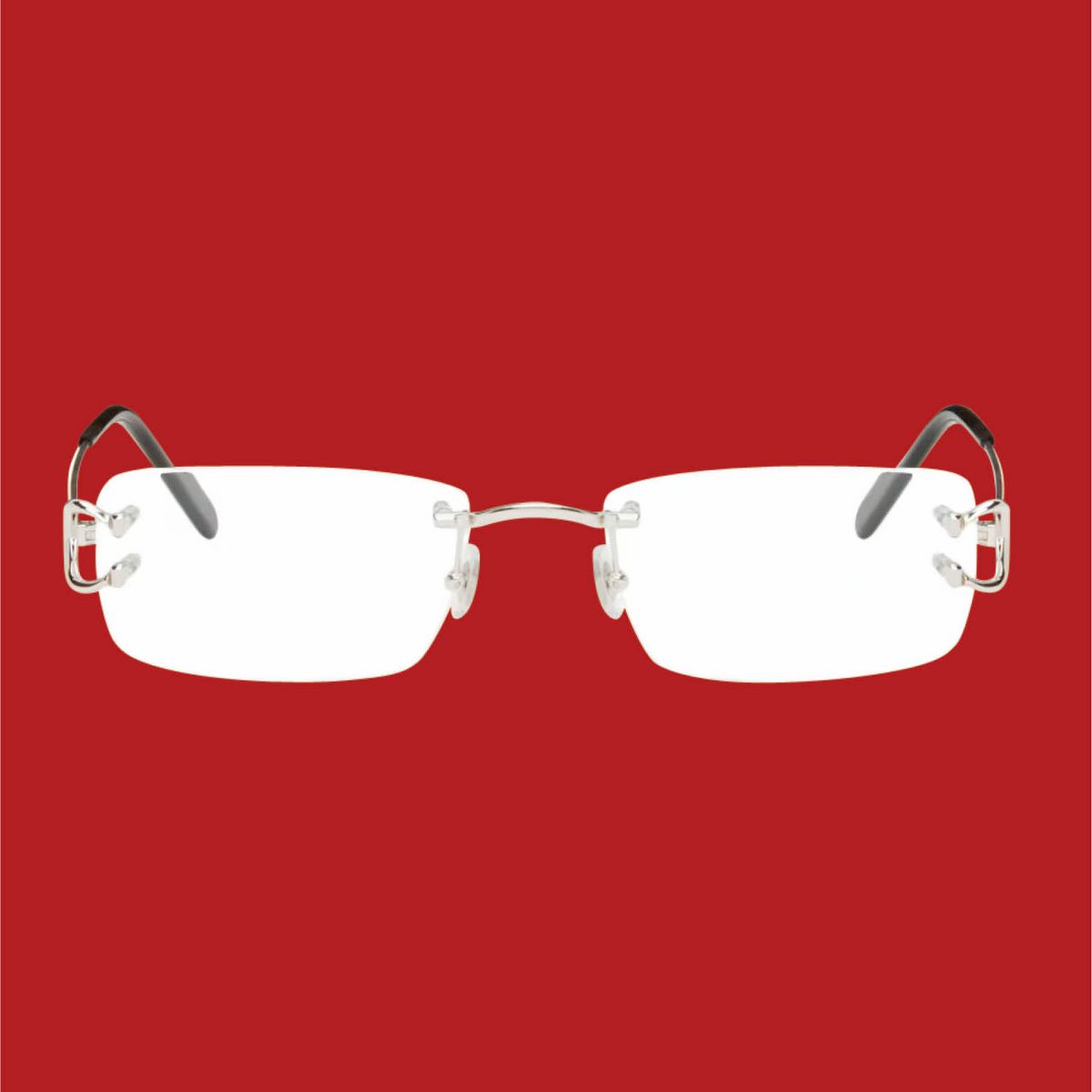 CARTIER silver rectangular glasses
