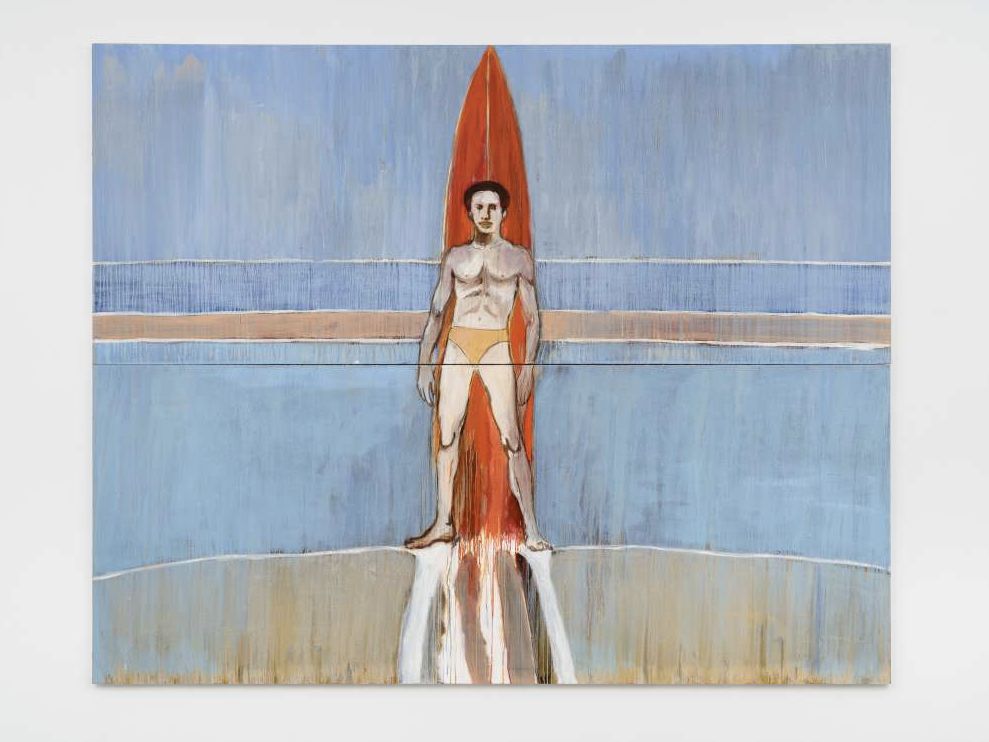 'The Surfer', 202 3, oil on canvas, 240x300cm overall.