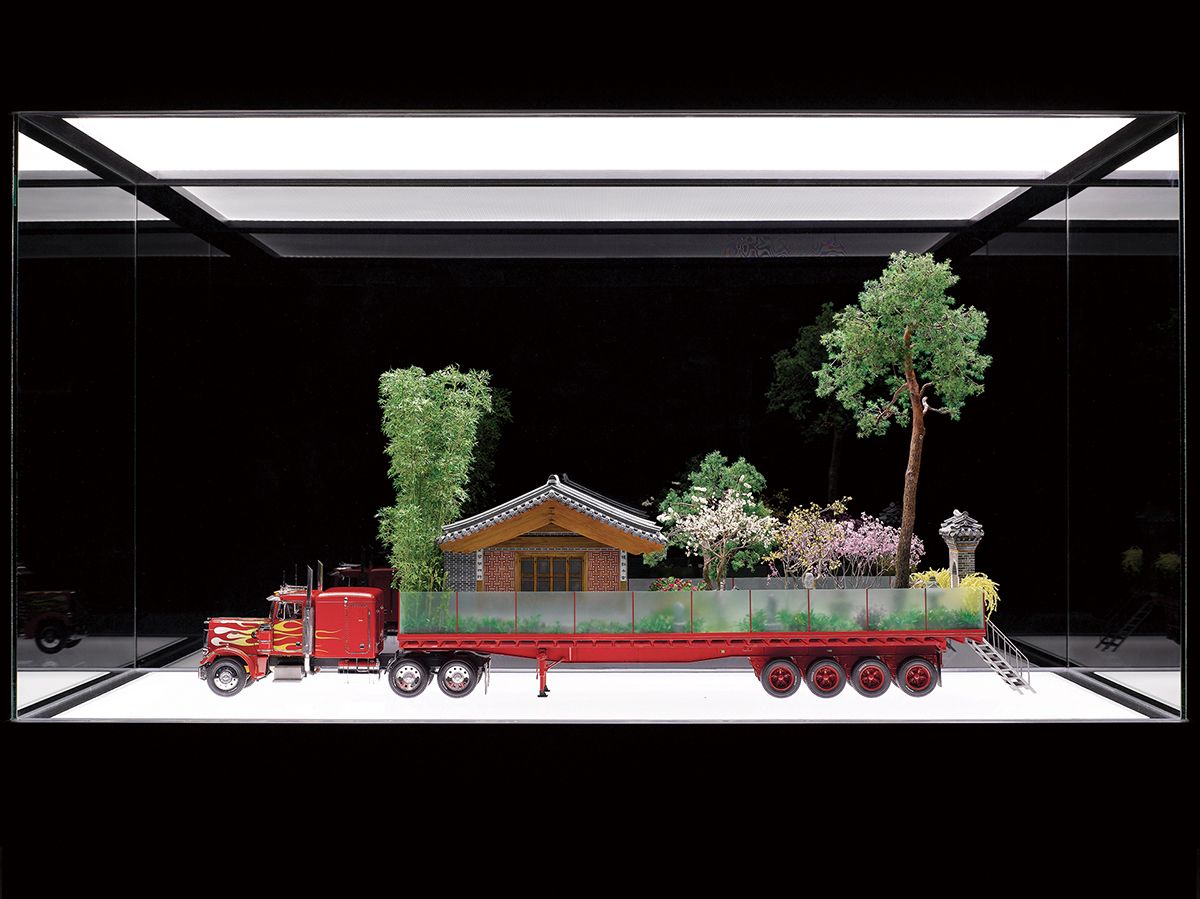 Do Ho Suh, ‘Secret Garden’, 2012. Mixed media, single-channel digital animation, and display case with LED lighting. ©Do Ho Suh. Courtesy of the artist, Lehmann Maupin New York, London and Seoul and Victoria Miro London & Venice. Photography by Jeon Taeg Su.