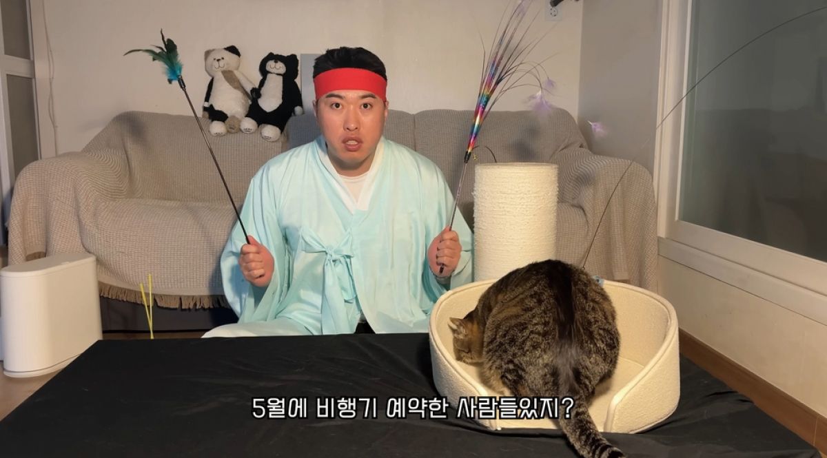 ‘신묘한 점집’ 영상. 코미디언 송하빈이 고양이들 앞에서 상황극을 하는 다양한 콘텐츠 중 하나로, 이외에도 타짜, 훈련소 교관, 올림픽 해설위원, 엑소 카이, 시어머니 등 다양한 캐릭터로 분한 바 있다. 