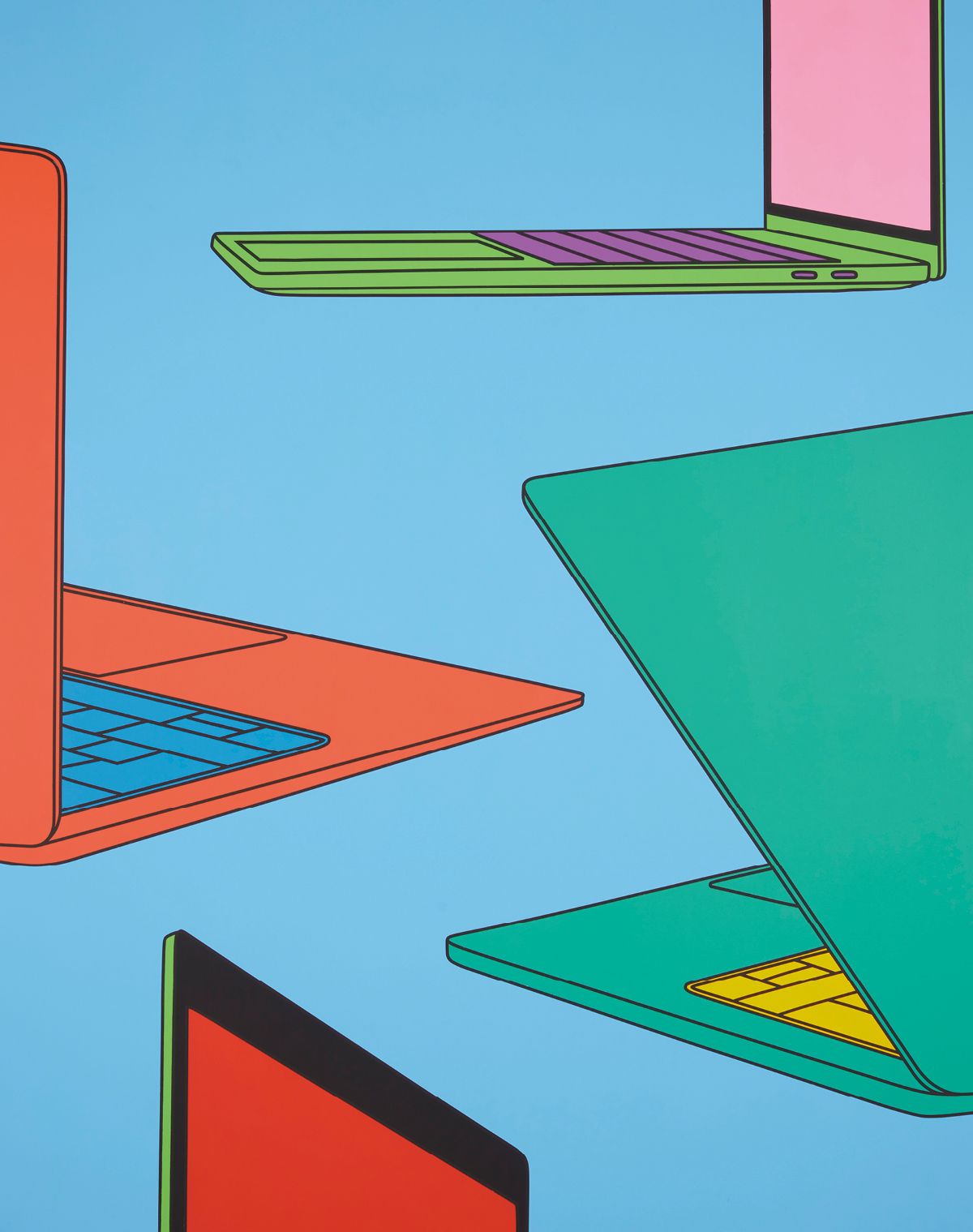 ‘Untitled (four laptops blue)’, 2024