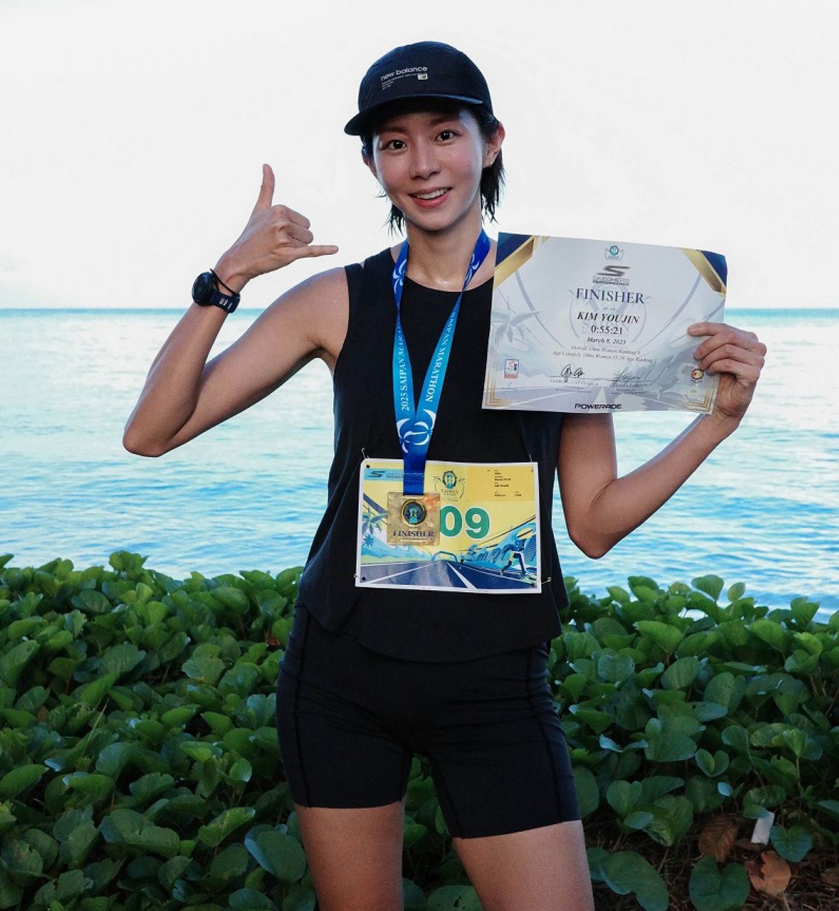 사이판 마라톤에 참가한 유이는 연령대 1위를 차지했다.