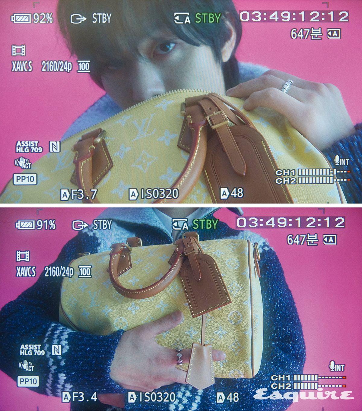 LV 재팬 스케치 블루종, 클래식 셔츠, 스피디 P9 반둘리에 30, LV 스파이키 플라워 링, LV 로진 링 모두 루이 비통. 