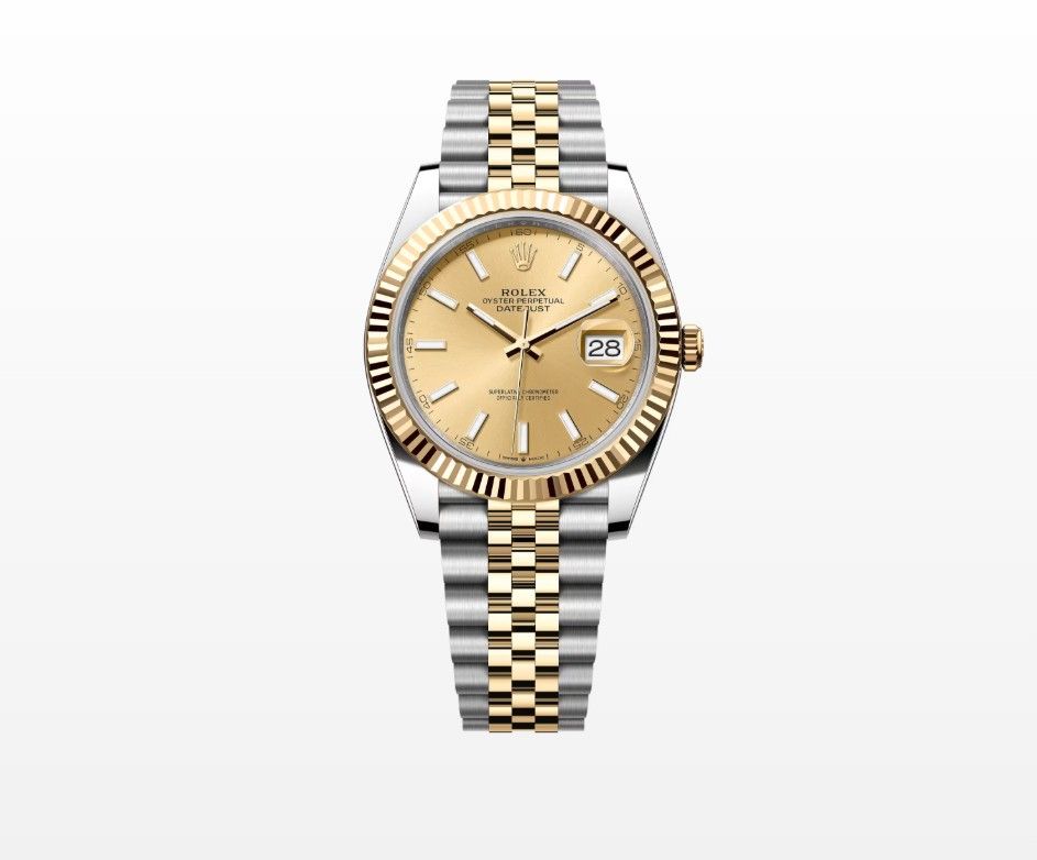 오이스터스틸과 옐로 골드가 어우러진 41mm 사이즈 롤렉스 데이트저스트 / 이미지 출처 : 롤렉스
