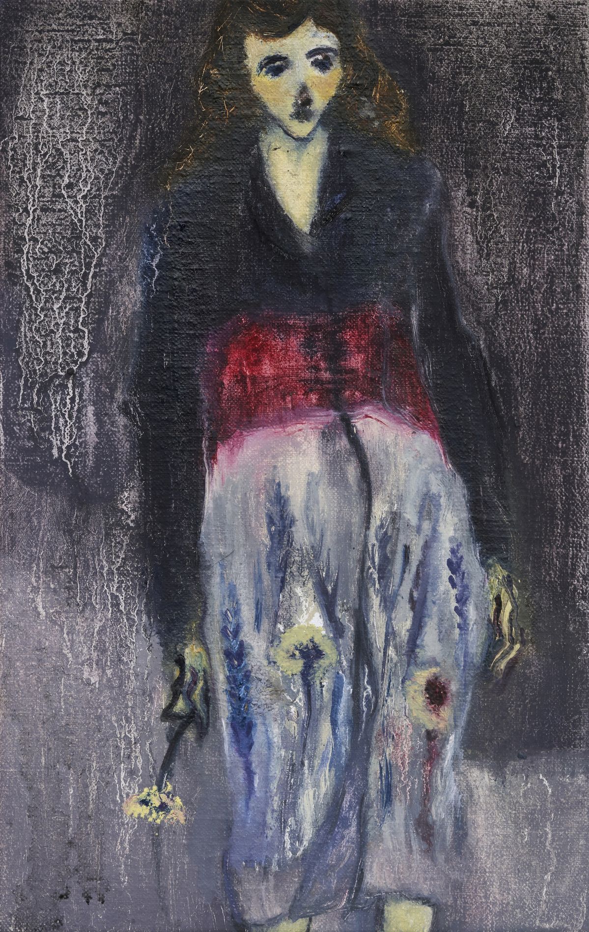  알마 펠트핸들러, ‹밀›, 2025. 린넨에 목탄, 유채, 22 x 16 cm. Alma Feldhandler, Wheat, 2025. charcoal and oil on linen, 22 x 16 cm.