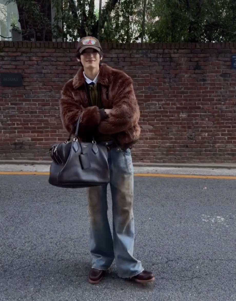 머리부터 발끝까지 두쫀쿠 룩의 정석, 모델 이승찬 / 출처: 인스타그램 @chanrans 