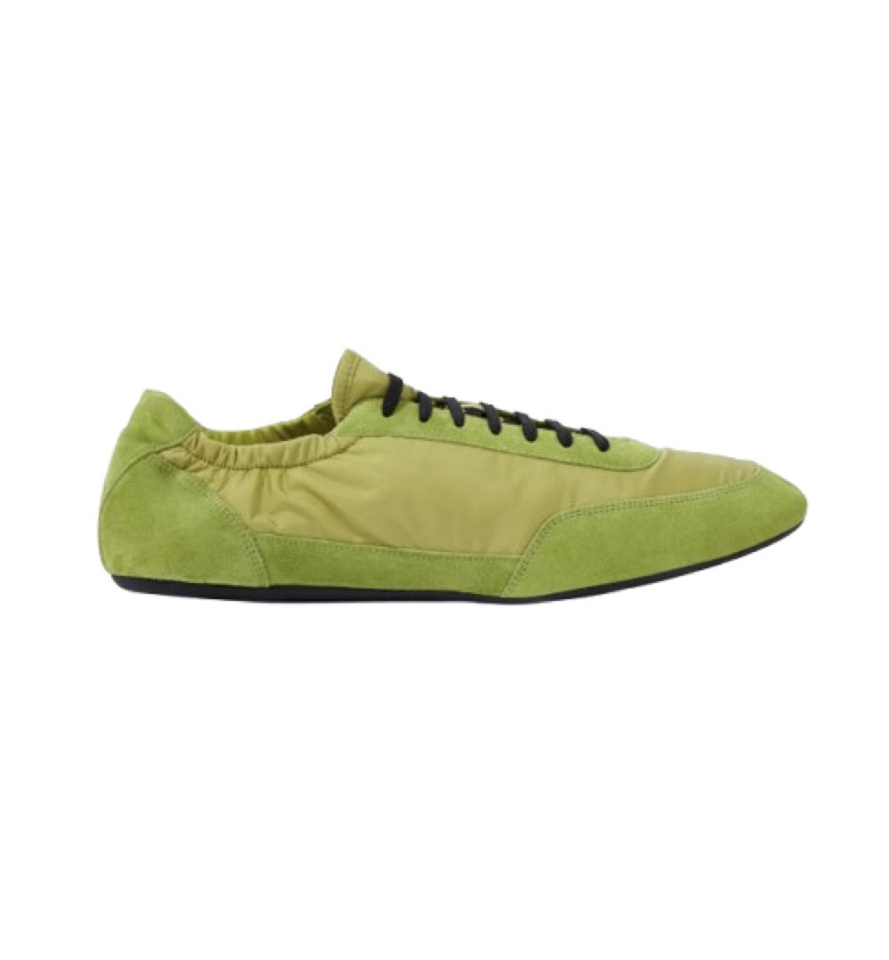 컬랩스 리나일론 및 스웨이드 엘라스틱 스니커즈