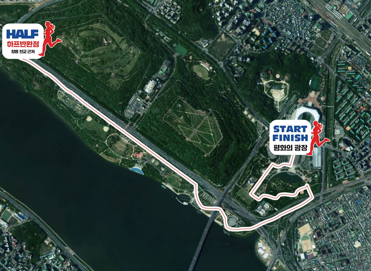 청춘릴레이마라톤의 하프 코스 지도. | 이미지 출처: 해당 마라톤 대회 홈페이지