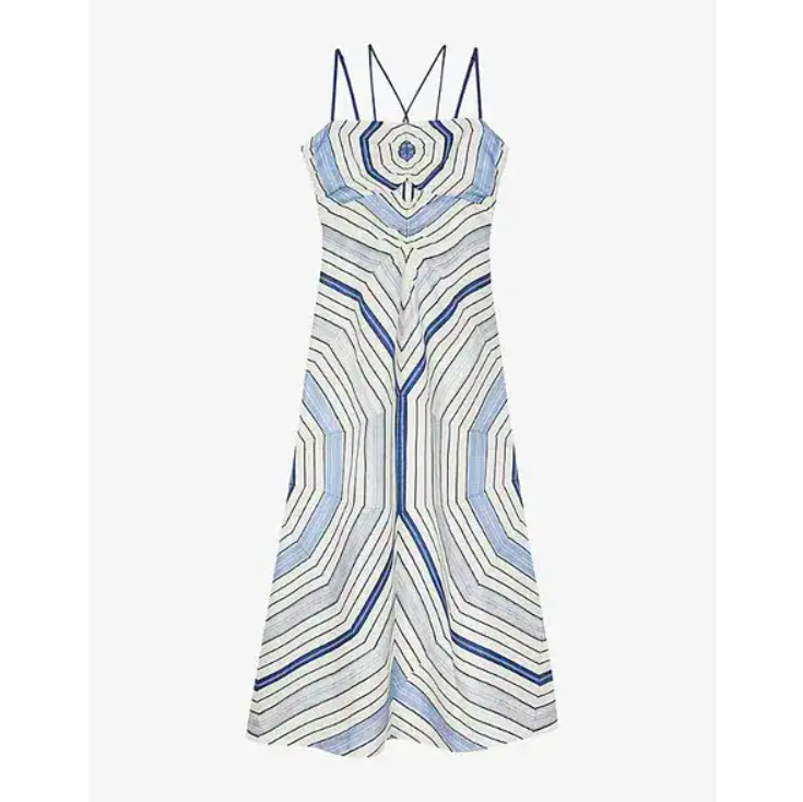 주영의 최종 선택 원피스/ SANDRO Spiral-motif Sleeveless Maxi Dress