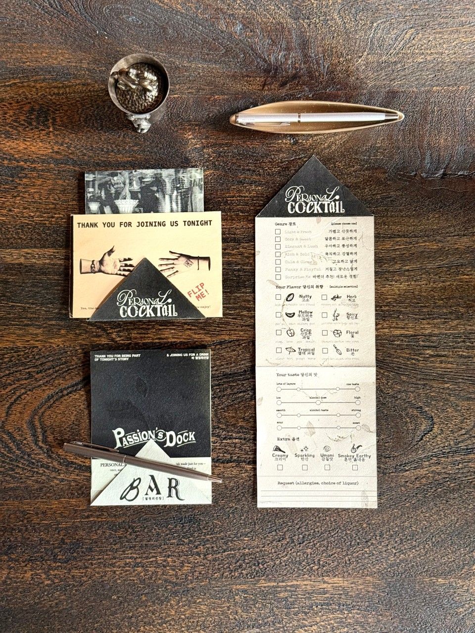 취향과 칵테일 요소들을 물어보는 설문지를 통해 취향이 들어간 칵테일을 제조해 준다. / 이미지 출처: 네이버 지도 업체 제공 이미지