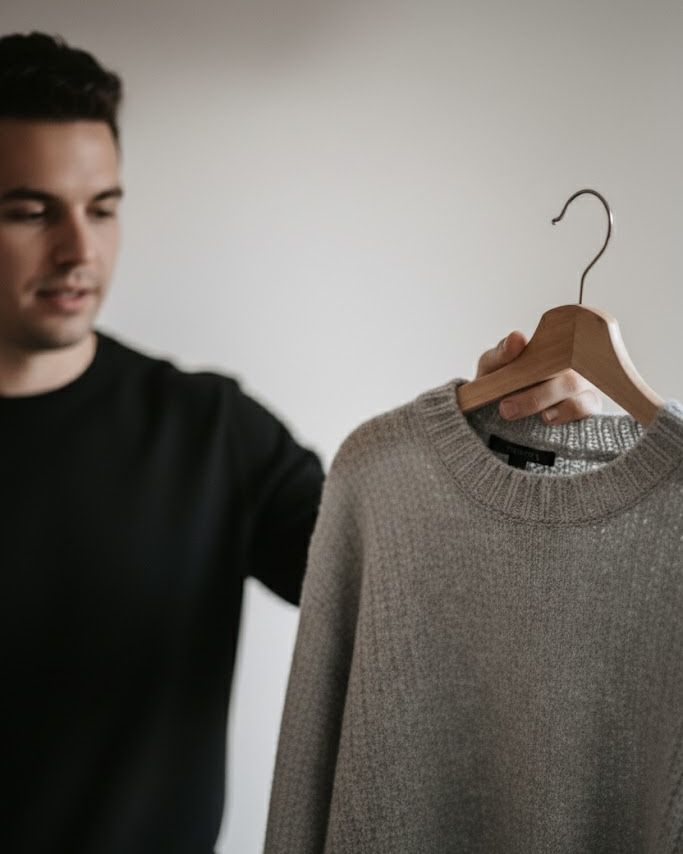 보풀에서 아예 벗어날 수 없다면, 구매 전 마찰 부위를 확인해 보풀이 시작된 니트만이라도 피하는 방법. / 이미지 출처: Nano Banana