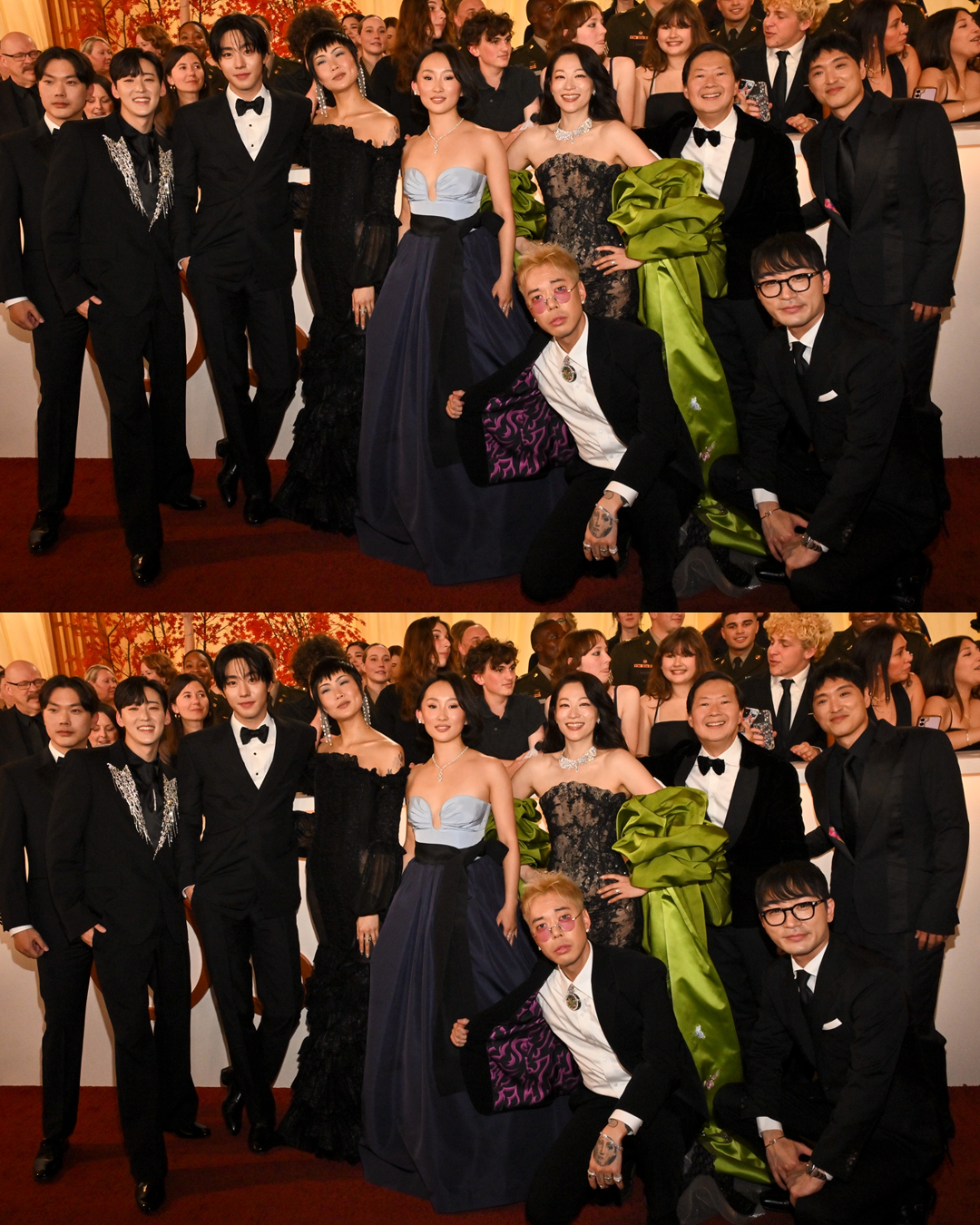 아카데미 시상식에서 함께 사진을 찍은 '케이팝 데몬 헌터스' 배우들 / 이미지 출처: 게티 이미지