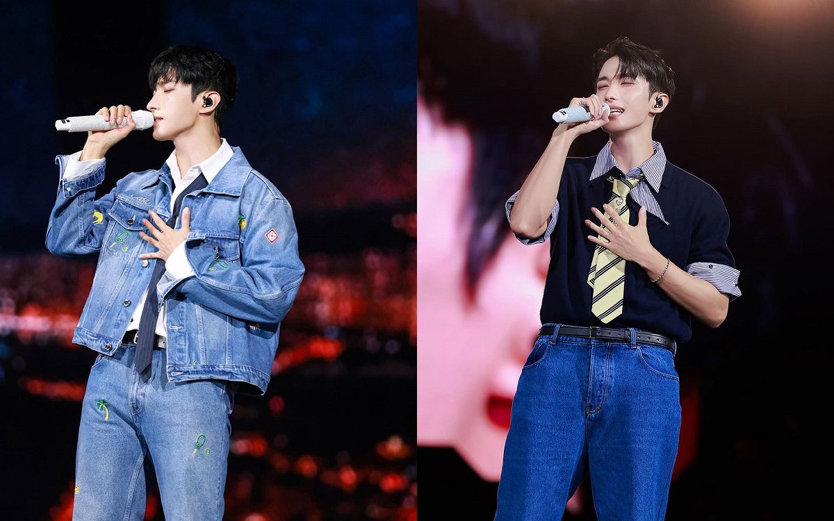 자수 데님 트러커 자켓과 셔츠 레이어드 매치로 ‘컴포트 클래식’을 연출한 세븐틴 도겸 / 이미지 출처: @dk_is_dokyeom