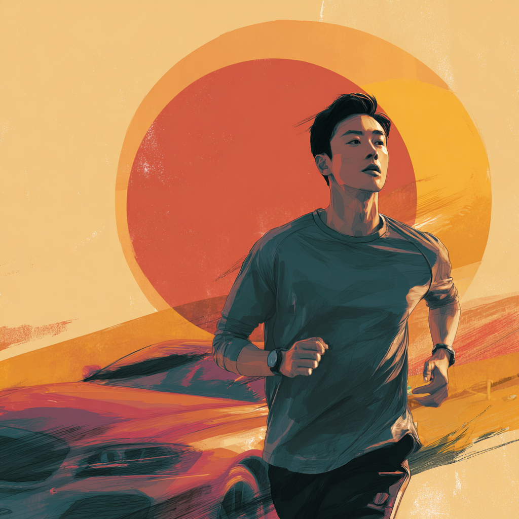 러닝과 자동차의 연관성을 나타내는 이미지 / 이미지 출처 : 필자 이미지, 미드저니 AI제작