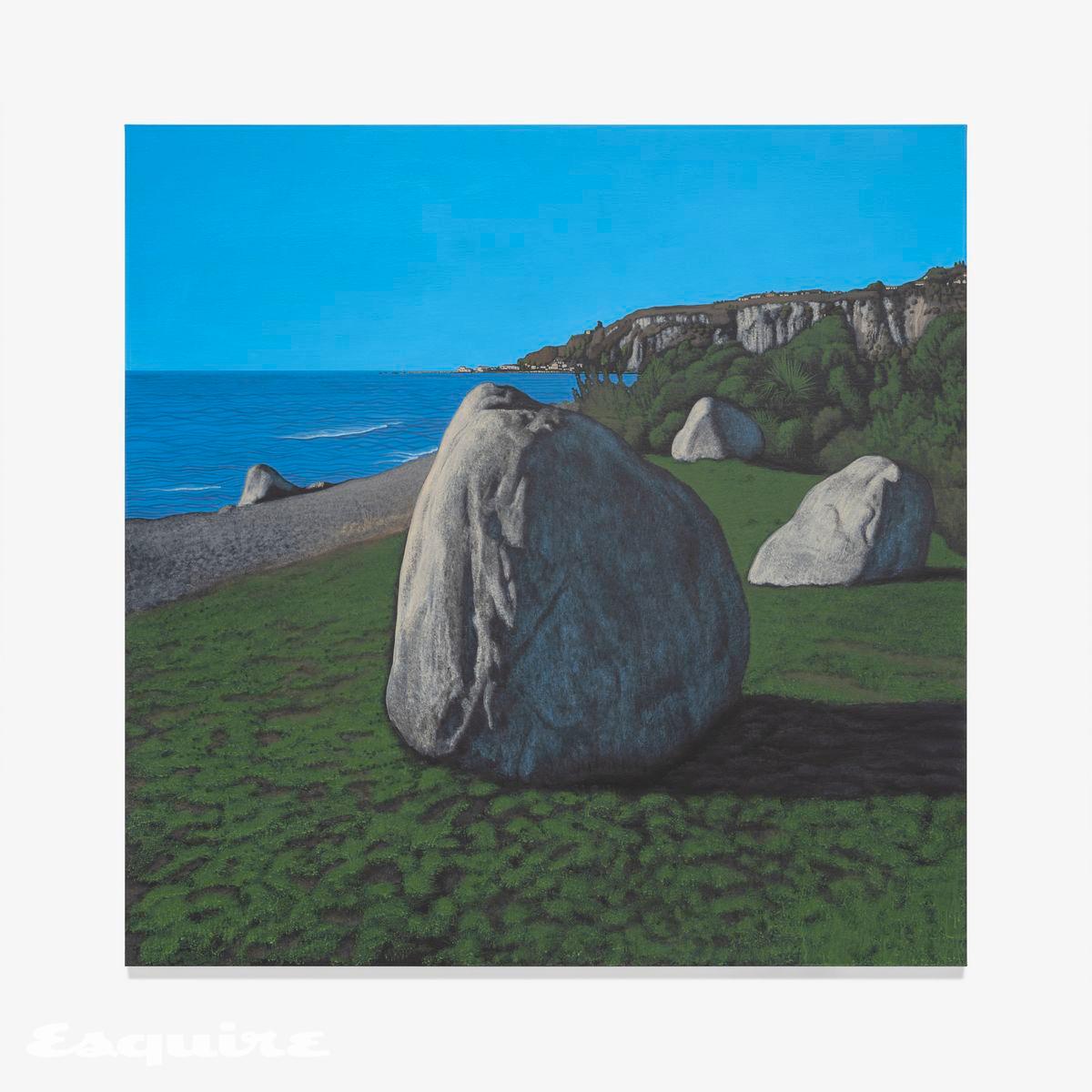 이우성, '해변의 사람들', 2025, 캔버스에 아크릴릭, 아크릴릭 과슈, 130.5 x 130.5cm.