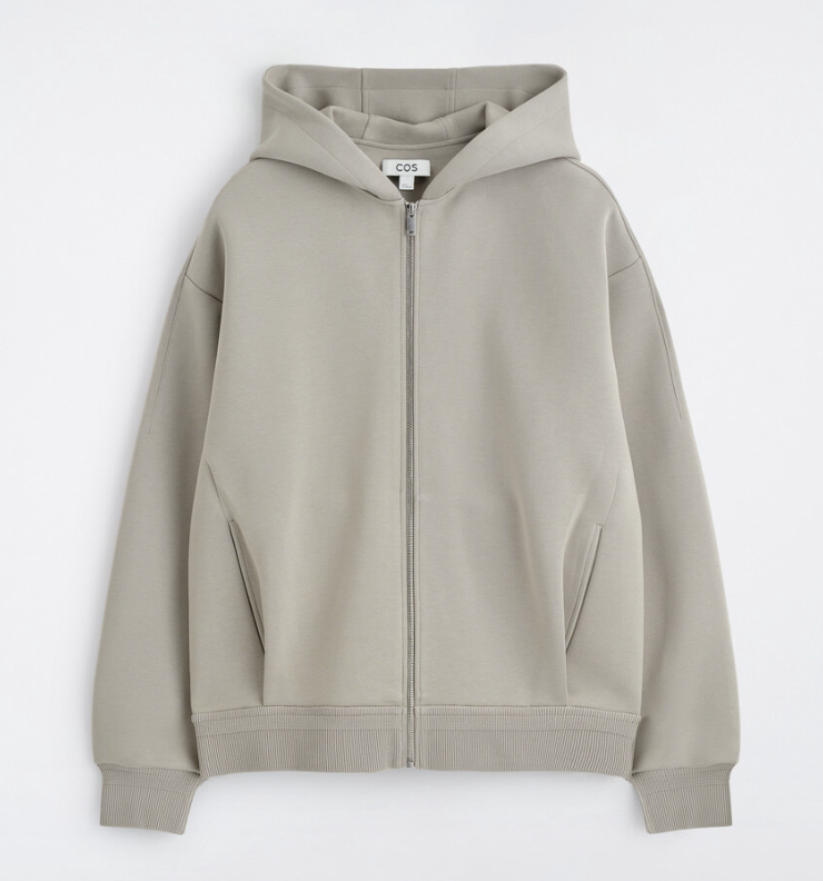 코튼 피케 집업 후디