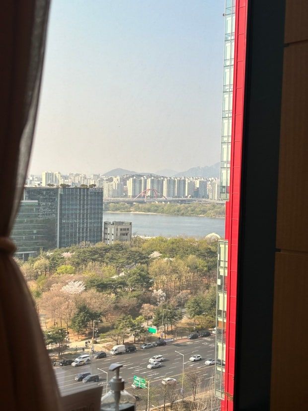 콘래드 서울에서 내려다본 벚꽃 뷰. / 이미지 출처: @HAPPY