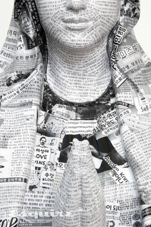 'Salvation', 2016, Resin, paper, glue, lacquer 176.5 x 65 x 65cm. Courtesy of the artist Photo by Elmar Vestner.