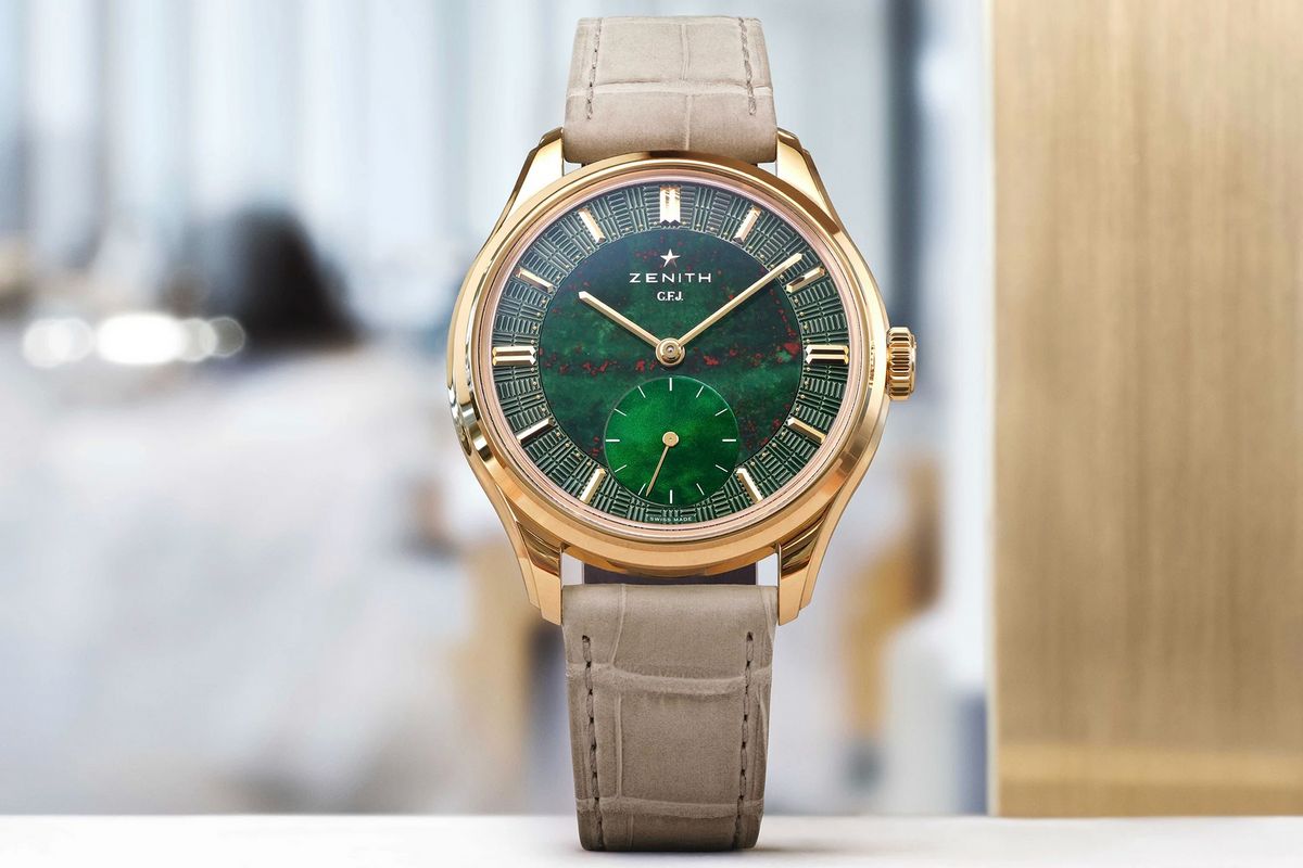 전설적인 천문대 크로노미터 무브먼트 칼리버 135와 블러드스톤 다이얼이 만나 고전적 기품을 완성한 제니스 GFJ / 이미지 출처: 제니스.