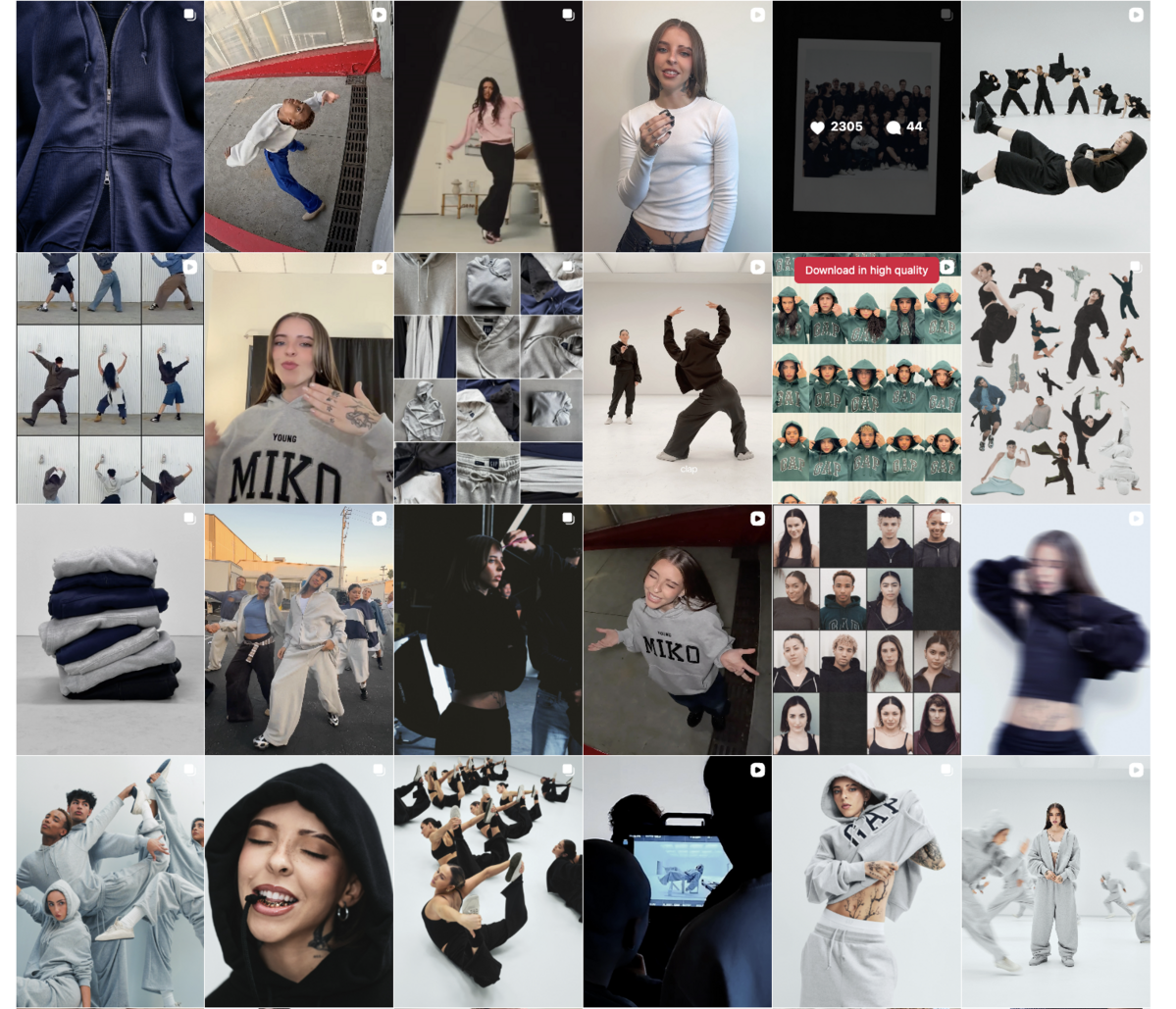 댄서 및 이들의 퍼포먼스 영상물을 활용한 콘텐츠가 주를 이루는 갭의 인스타그램. / 이미지 출처: 인스타그램 @gap 