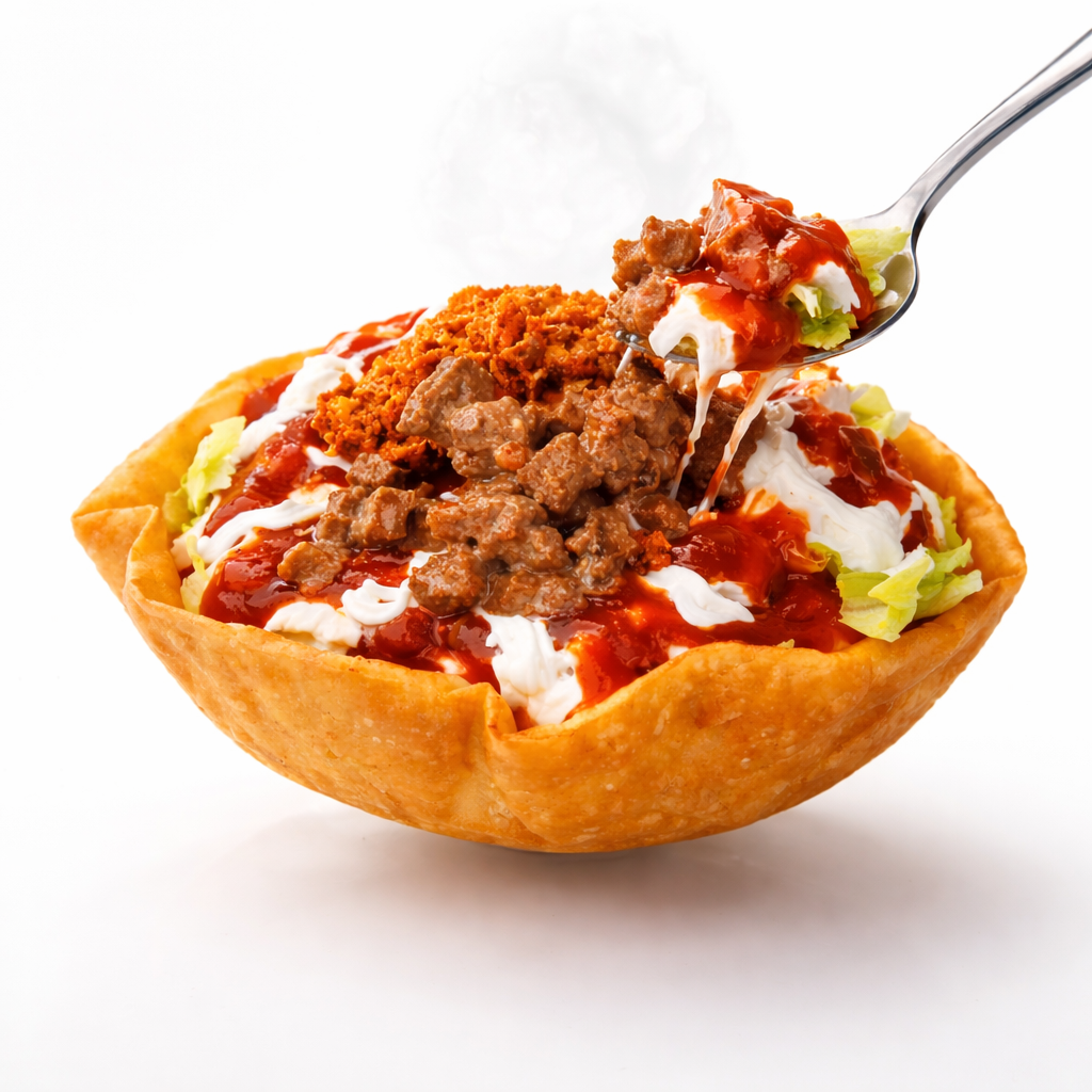 튀긴 토르티야 보울에 담아줘 다채로운 맛과 식감을 즐길 수 있다. / 출처: 타코블레스 네이버지도 업체 등록