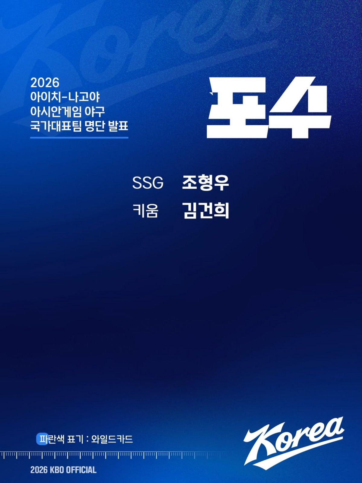 2026 아이치∙나고야 아시안게임 야구 국가대표팀 포수 명단 / 이미지 출처: @kbo.official KBO 인스타그램