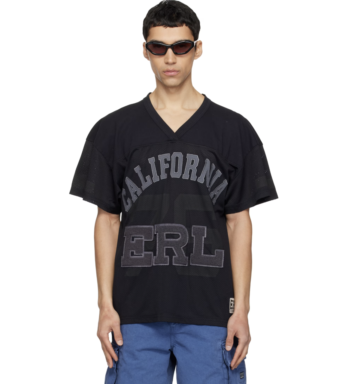 Black Mesh Football T-shirt