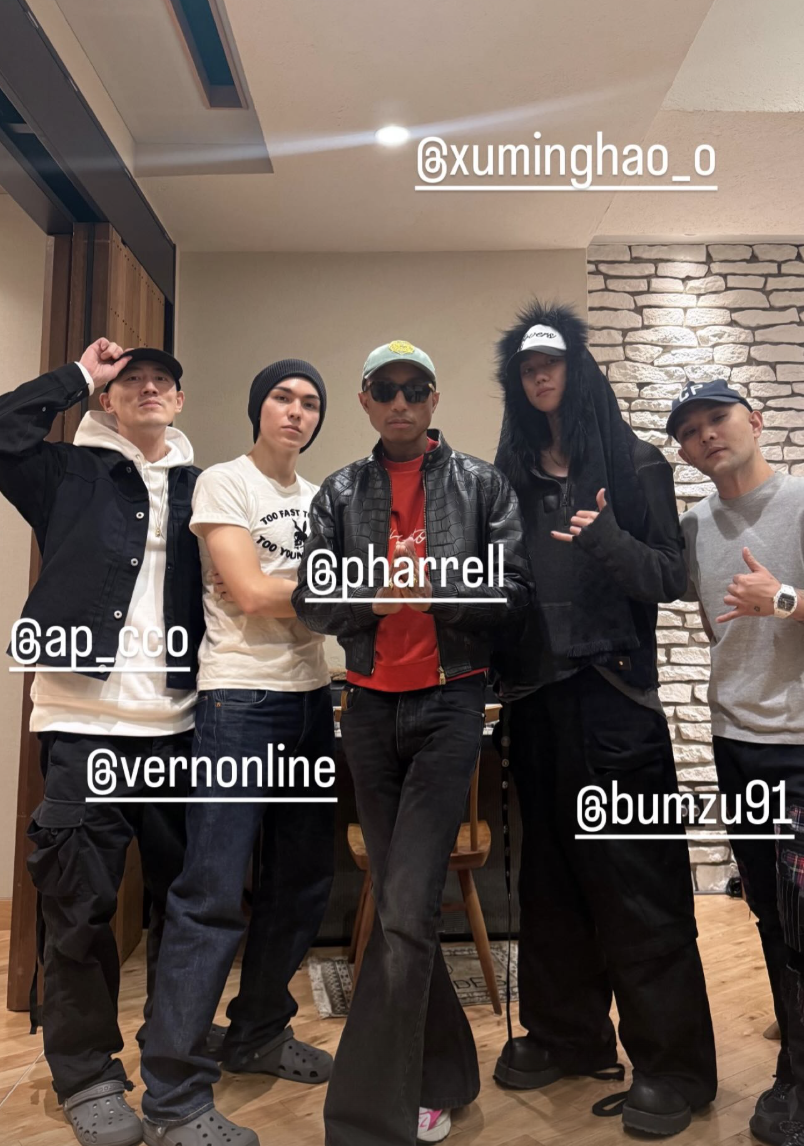 퍼렐 윌리엄스와 세븐딘 버논 디에잇 그리고 프로듀서 계범주 / 이미지 출처: 인스타그램 @bumzu91