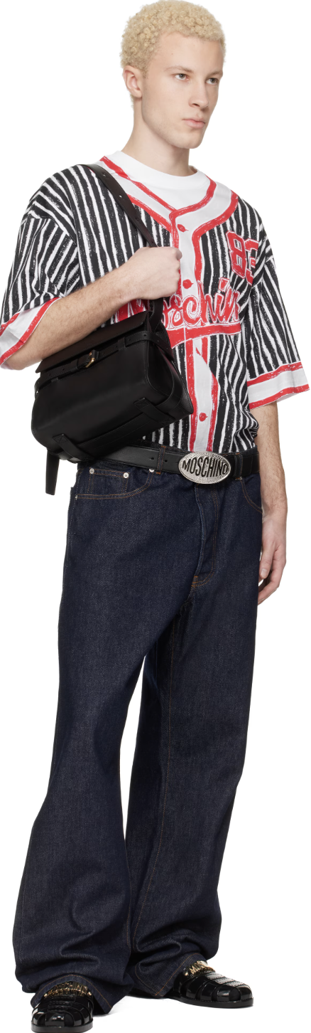 모스키노(MOSCHINO) 블랙 로고 하드웨어 벨트(Black Logo Hardward Belt)