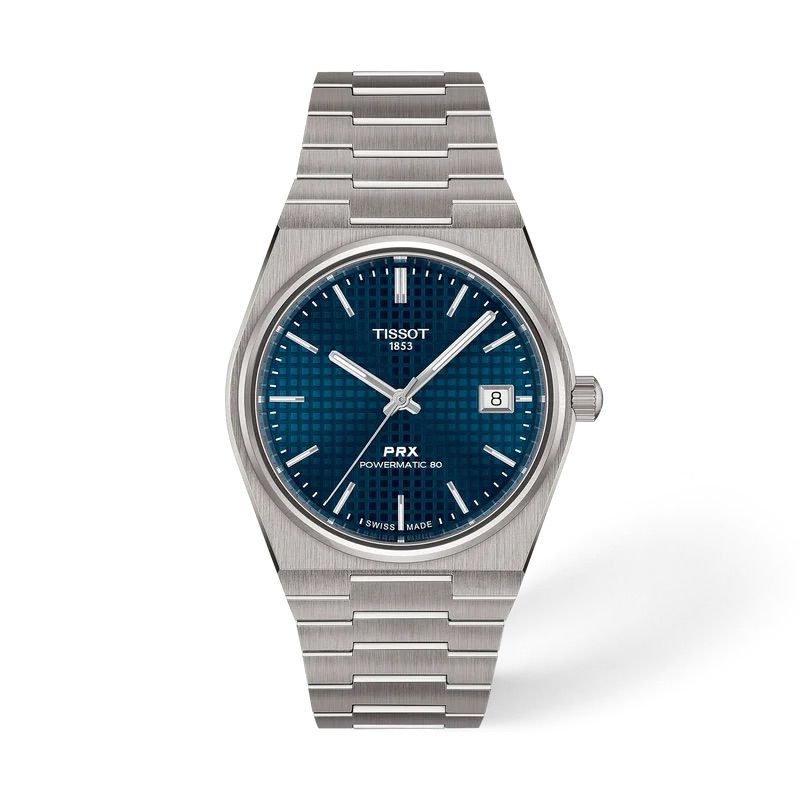 와플 패턴 다이얼과 티타늄 브레이슬릿을 적용한 티쏘 PRX. / 이미지 출처: tissotwatches.com