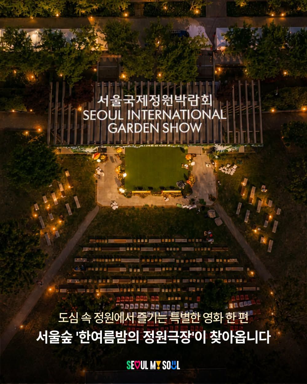 서울숲 잔디 위에서 즐기는 야외 영화 프로그램 '한여름밤의 정원극장'. / 이미지 출처: 서울시 페이스북