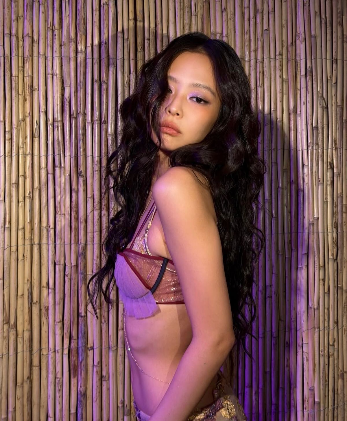 넨시 도자카의 베리 플리츠 브라를 착용한 제니 / 이미지 출처: 인스타그램 @jennierubyjane