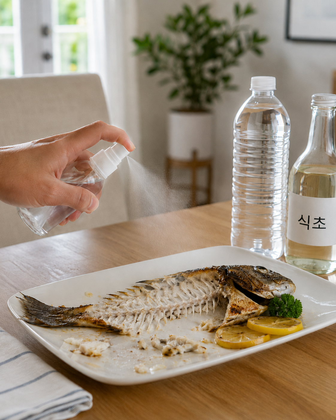 식초의 아세트산 성분이 화학적 중화 작용으로 해산물이 부패할 때 나는 비린내 성분을 제거. / 이미지 출처: 생성형 AI