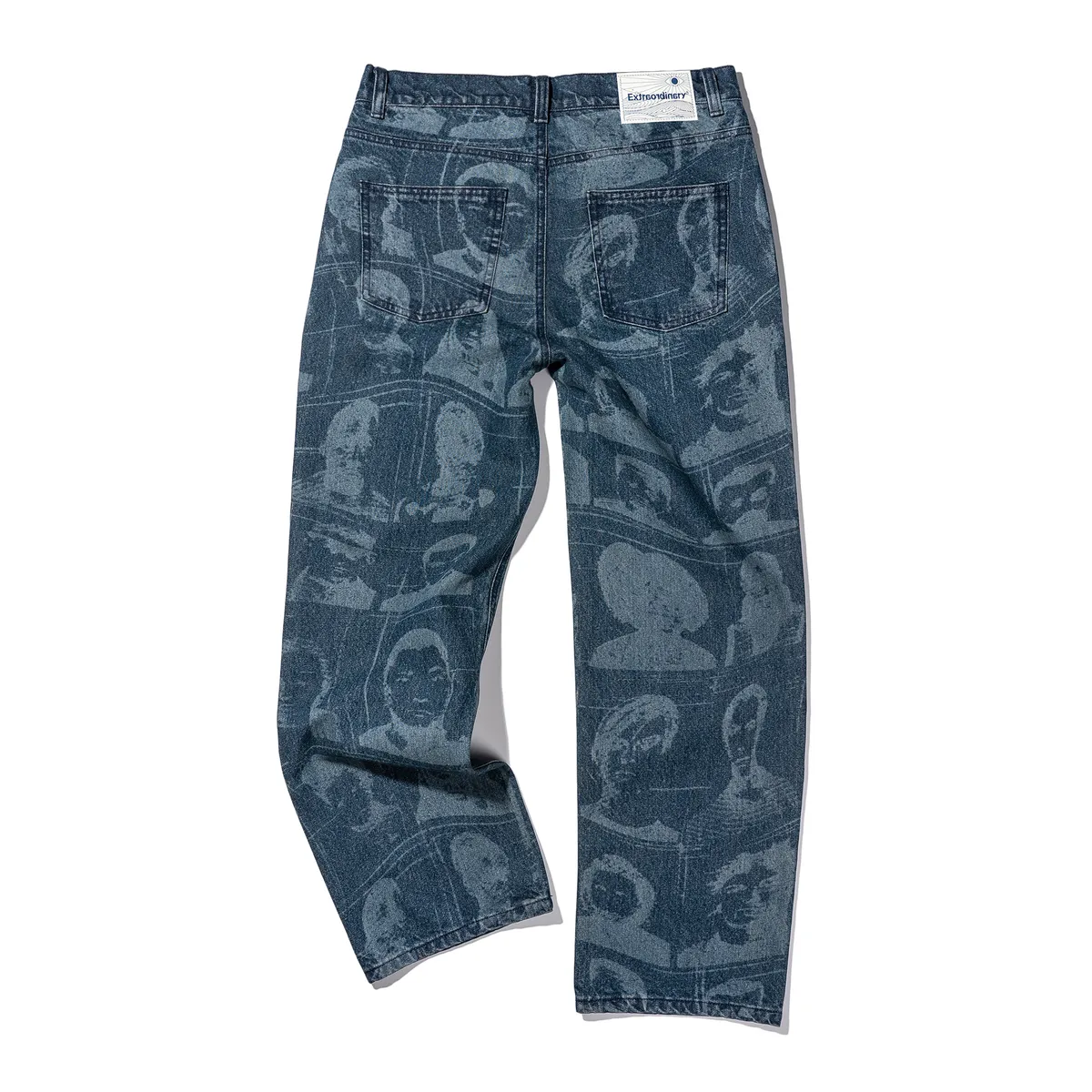 PORTRAIT PRINTING DENIM PANTS INDIGO