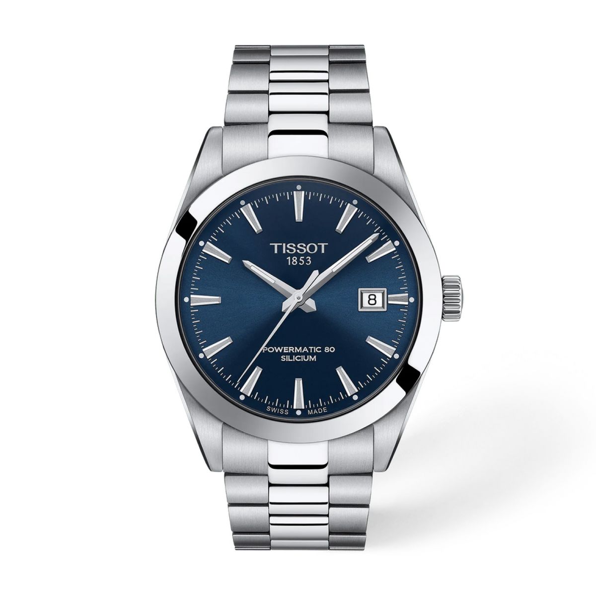 40mm 스테인리스 스틸 케이스와 블루 다이얼을 갖춘 티쏘 젠틀맨 파워매틱 80 실리시움. / 이미지 출처: 티쏘