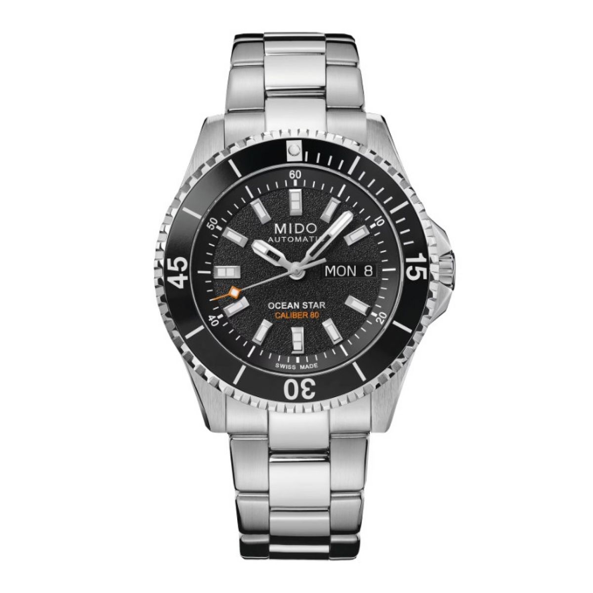 41mm 스테인리스 스틸 케이스에 회전 베젤을 얹은 미도 오션 스타 200. / 이미지 출처: 미도