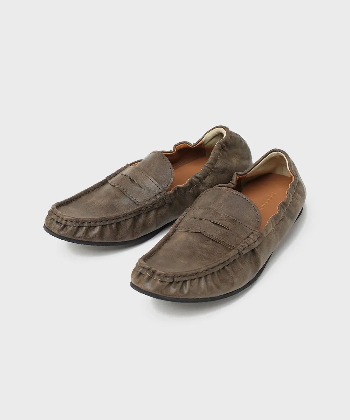 [SECOND.A] 셔링디테일 유니섹스 글러브 로퍼 PL5800UX [VINTAGE BROWN]