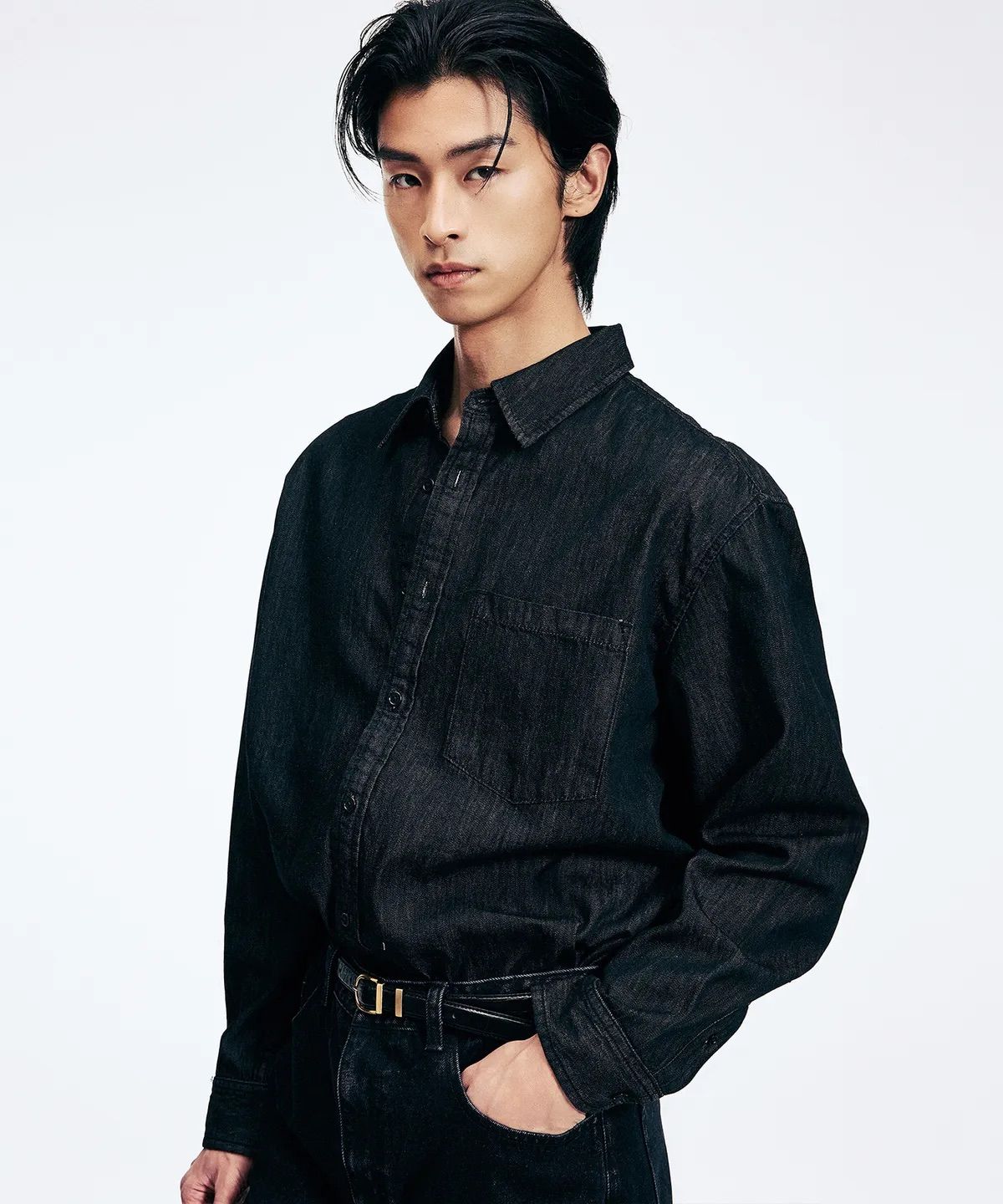Oversize Denim Shirts (Raw Black) TNSH6E105BK