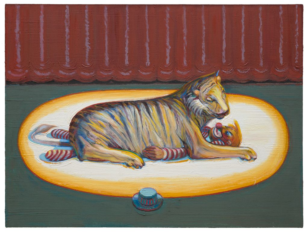 웨인 티보, 'Clown and Beast', 2018–2019, SFMOMA 소장. Gift of the Wayne Thiebaud Foundation in memory of Paul LeBaron Thiebaud (1960–2010); © Wayne Thiebaud Foundation / Licensed by VAGA at Artists Rights Society (ARS), NY; photo: Don Ross.