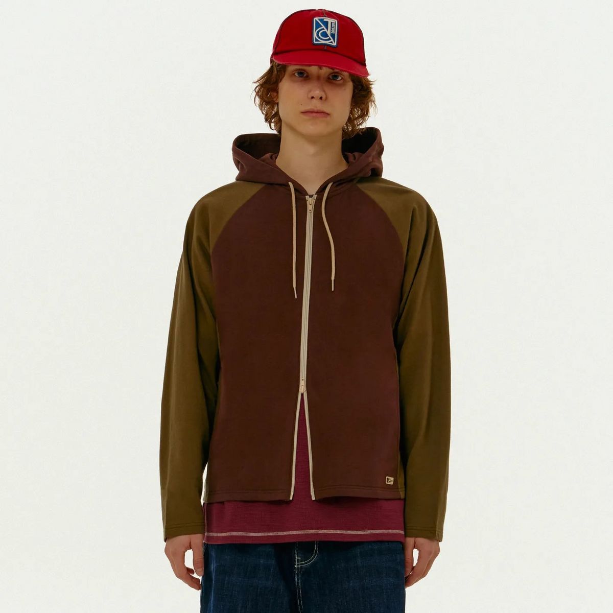 Scene Hooded Zip-Up Tee Brown