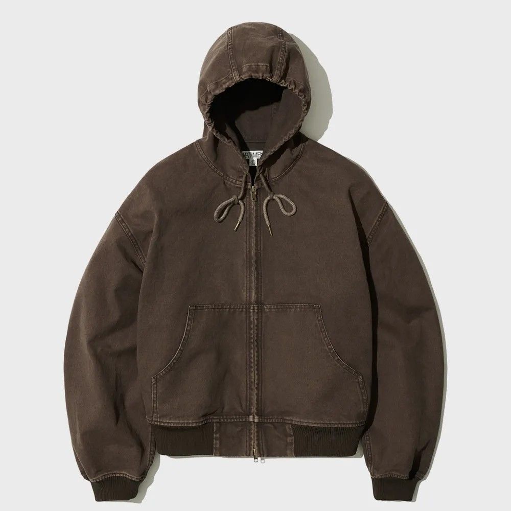 VTG Washed Work Hood Zip-Up Brown