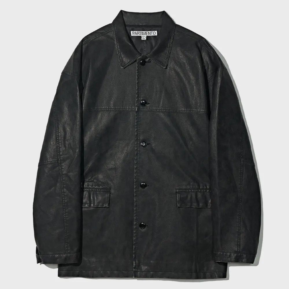 VTG Washed Leather Car Coat Black