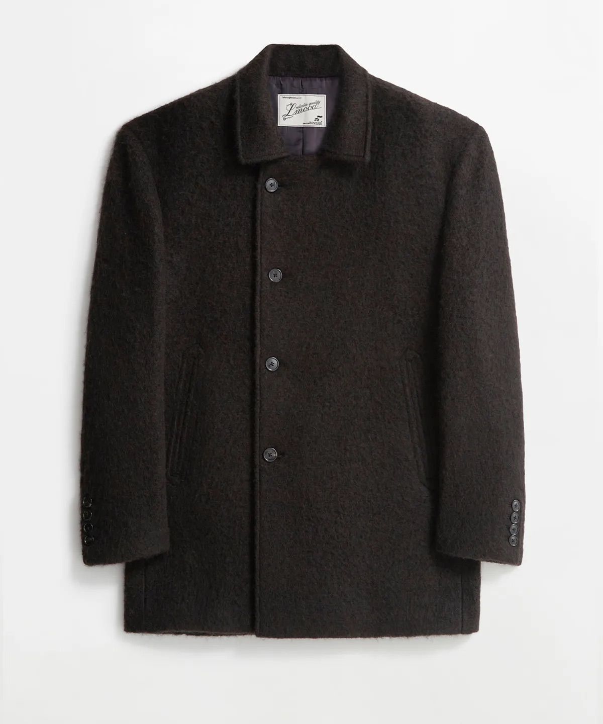 오스큐어 하이넥 하프 코트 트러플 브라운