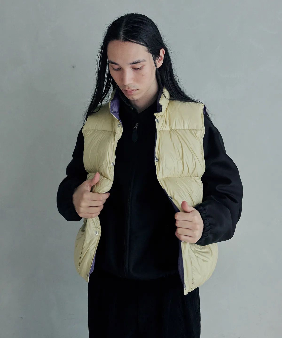 REVERSIBLE DUCK DOWN VEST lemon/l.purple