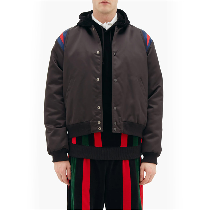 구찌 밴드 자수 바시티 쉘 재킷, $2,222 USD