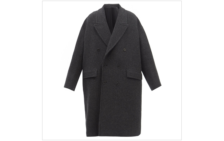 레이 & 더블 브레스트 보일드 울 코트, $1,183 USD