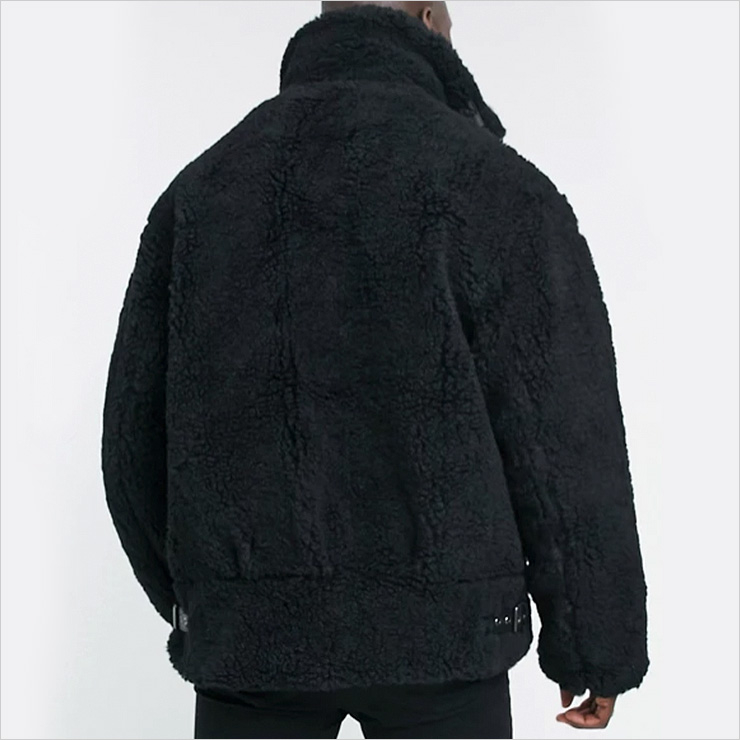아소스 Tall oversized aviator borg jacket in black, $127 USD