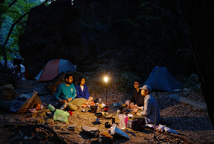 전북 진안 운일암반일암 근방, 동료 자전거 캠퍼들과의 캠핑.
