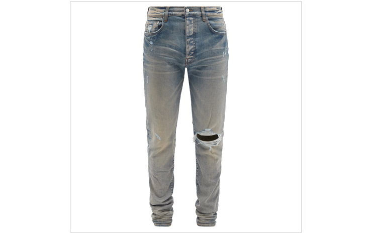 아미리 & 브로큰 디스트레스드 스키니 진, $840 USD