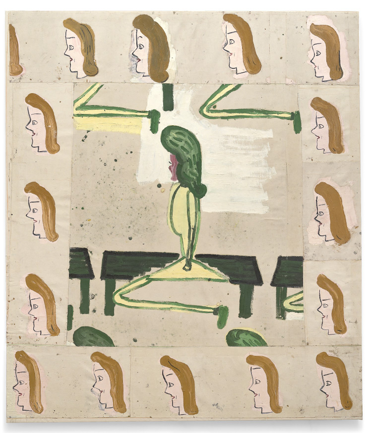 Sitting on a Bench with Border (Film Notes) 2008 Oil on canvas 282x242 cm Rose Wylie